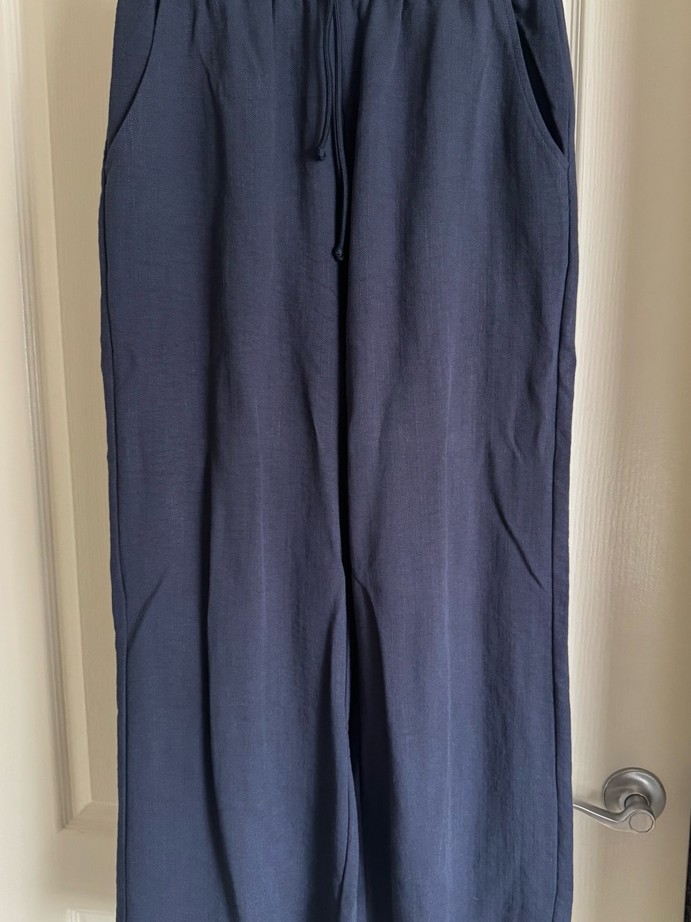 Halara Navy Wide-Leg Pants Petite M Drawstring Trousers